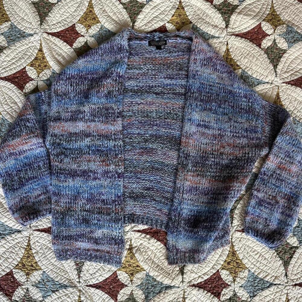 Renuar multicoloured cozy purple blue cardigan cottagecore chunky knit Size XS